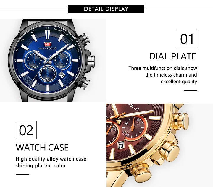 Mini Focus MF0142G Men’s Sport Chronograph Watch | Racing Style, Luminous Dial, Milanese Strap