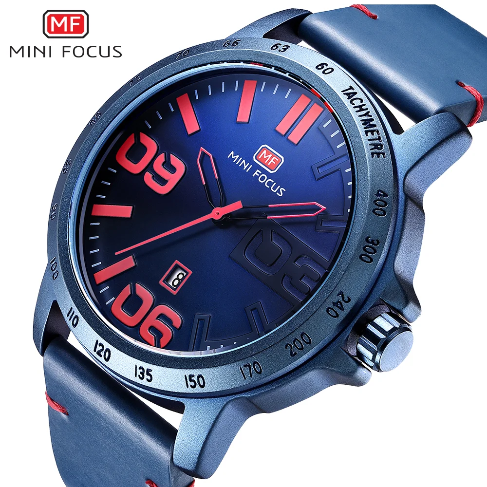 Mini Focus Men’s Quartz Watch Stylish Leather Band, Casual