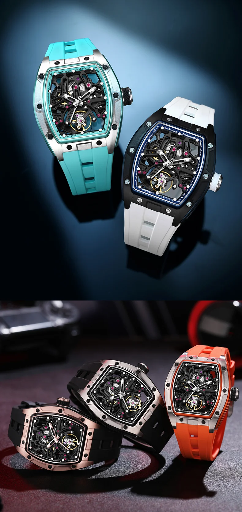 CHANCE 91981 Wholesale Luxury Tourbillon Watch Sky Blue Dial, Steel Case, Automatic Mechanical Watch for Men