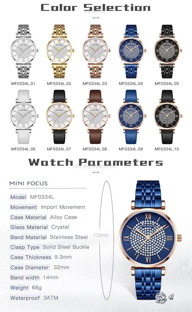 Wholesale Girls Quartz Watch with Starry Dial – Stainless Steel Luminous Watch by MINI FOCUS
