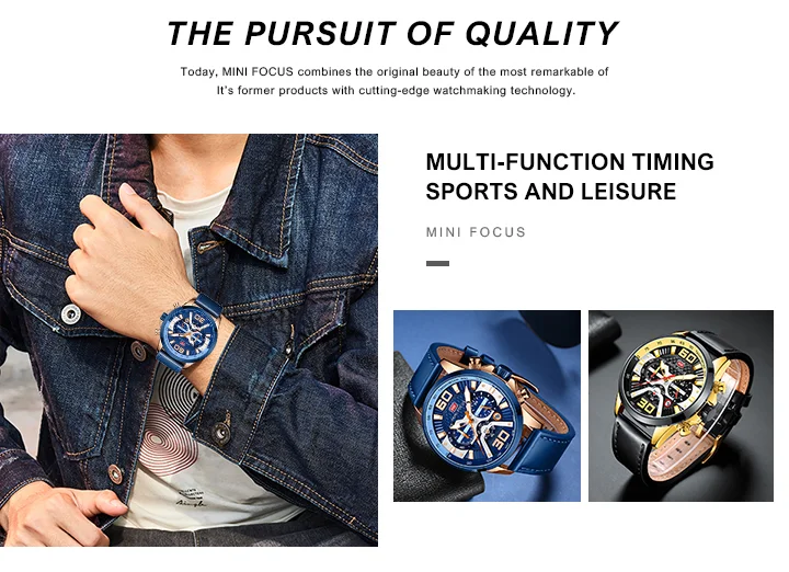 Genuine Leather Business Watch for Men – Chronograph Luminous Quartz by MINI FOCUS