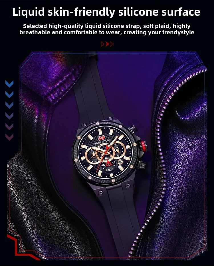 Mini Focus 0468G Men's Sports Watch | Waterproof Carbon Fiber Luxury Quartz Timepiece