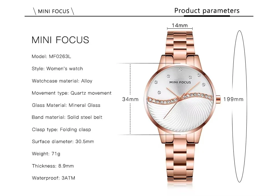 MINI FOCUS Women's Quartz Watch | Stainless Steel Band | Factory Direct OEM Supplier