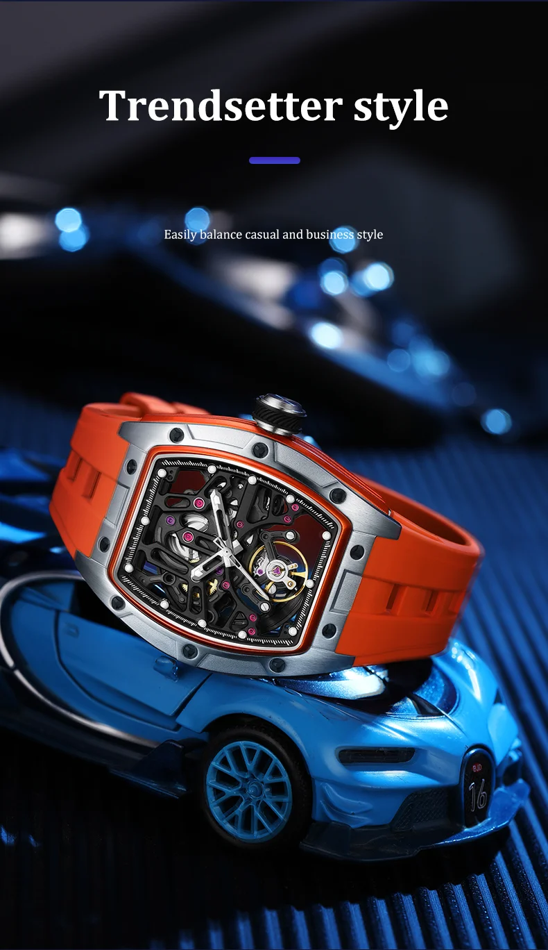 CHANCE 91981 Wholesale Luxury Tourbillon Watch Sky Blue Dial, Steel Case, Automatic Mechanical Watch for Men