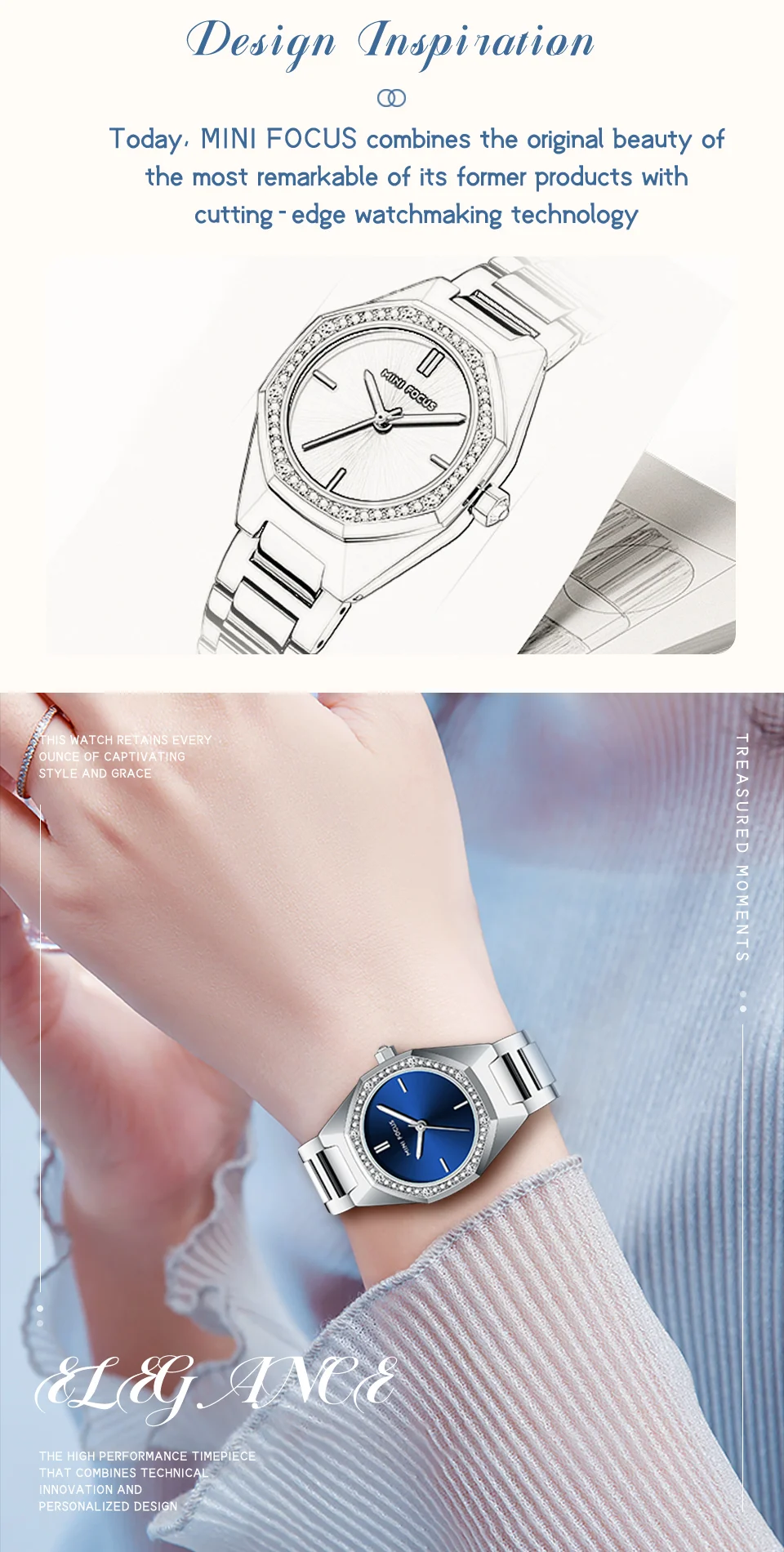 Elegant Rose Gold Women's Quartz Watch with Stainless Steel Strap Mini Focus Ladies Collection