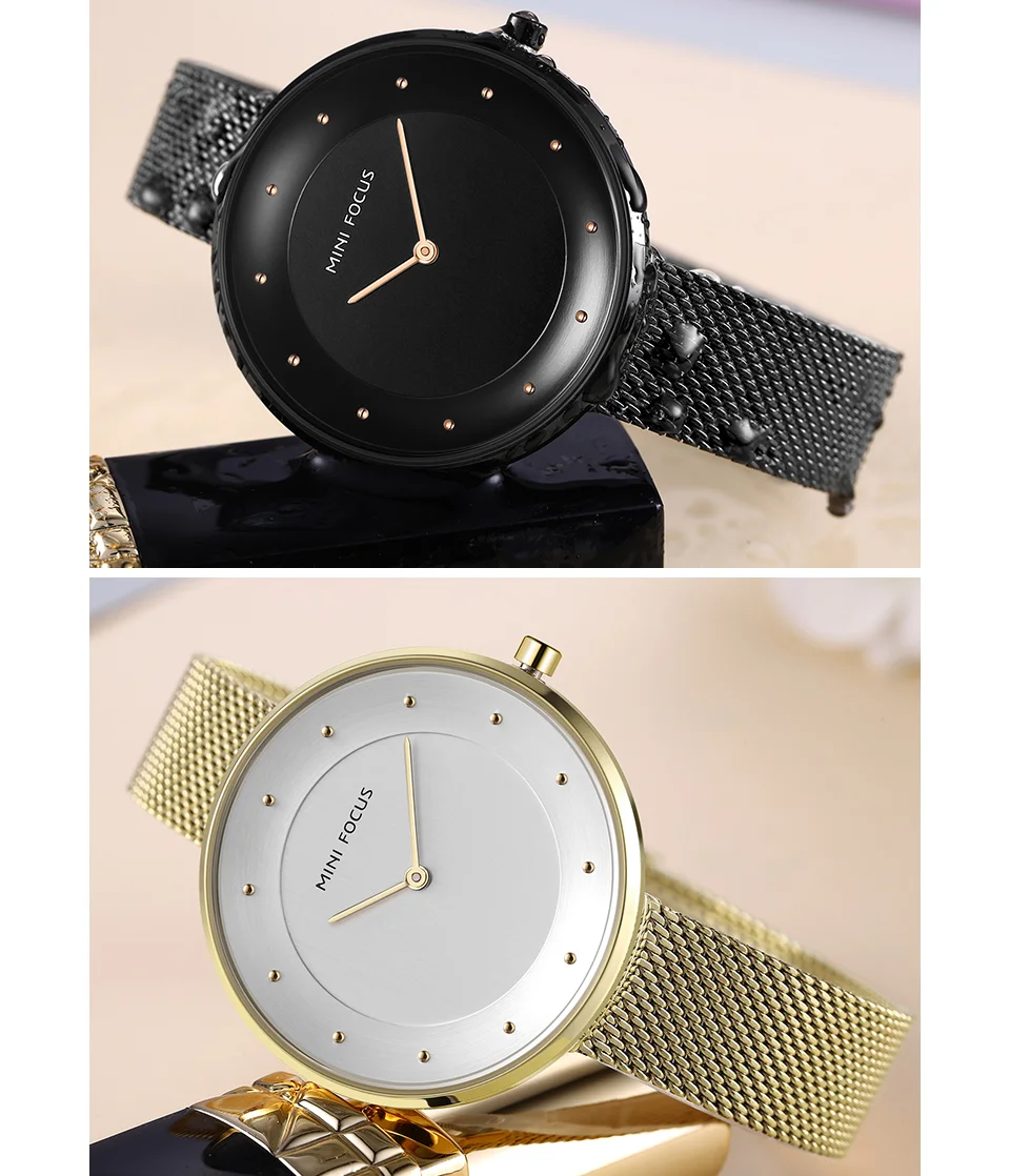 MINI FOCUS MF0179L Rose Gold Women’s Quartz Watch | Ultra Thin Mesh Strap Fashion Watch Factory OEM