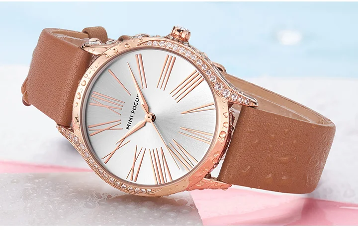 Mini Focus Women’s Quartz Watch | Elegant Blue Dial Ultra-Thin Waterproof Leather Strap Factory Wholesale