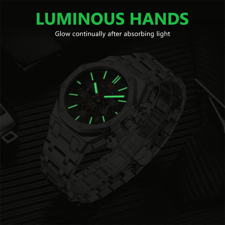 MINI FOCUS 0609 Elegance Men's Quartz Watch Stainless Steel, Luminous Chronometer for Business