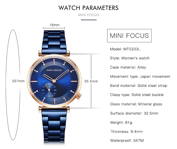 Luxury Rose Gold Women’s Business Watch – Waterproof Stainless Steel by MINI FOCUS