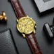 Fashion Leather Chronograph Watch for Men Classic Quartz