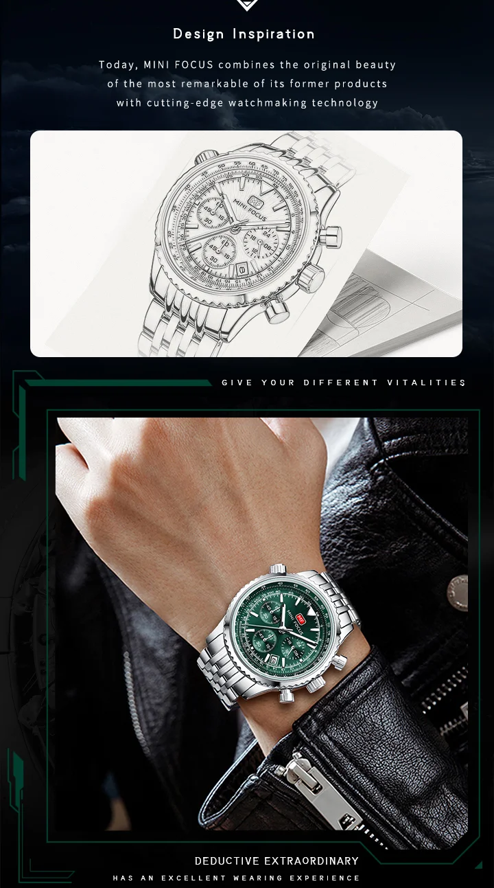 Top Sale Men’s Stainless Steel Quartz Chronograph Watch with Waterproof Design for Wholesale