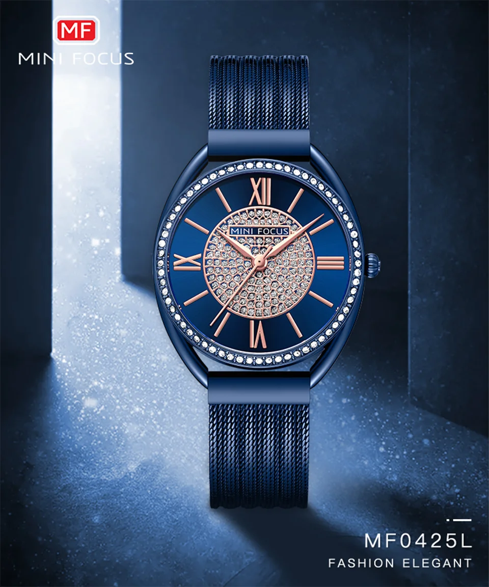 MINI FOCUS Women's Quartz Chronograph Watch Stainless Steel Band in Stock Ready