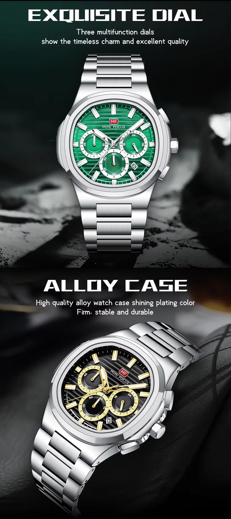 MINI FOCUS 0610G Men's Stainless Steel Waterproof Business Quartz Watch Top Quality, Elegant Design
