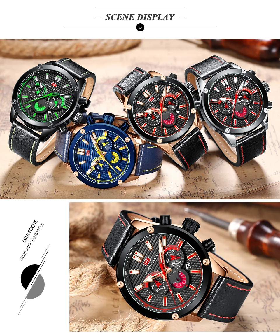Mini Focus Men’s Quartz Sport Watch | Waterproof Leather Strap Wristwatch for Wholesale