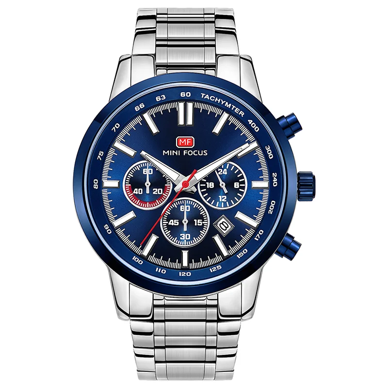 MINI FOCUS Men’s Quartz Sports Watch Stainless Steel