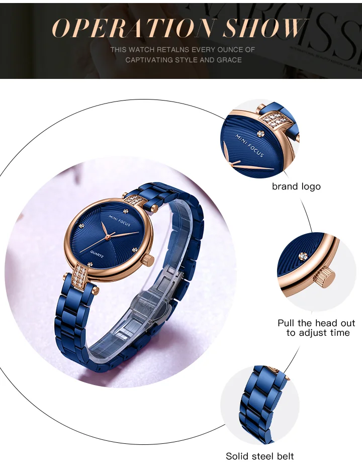 MINI FOCUS Trend Design Woman High Quality Luxury Waterproof Clock Quartz Watches with 5 ATM Male Stainless Steel Strap