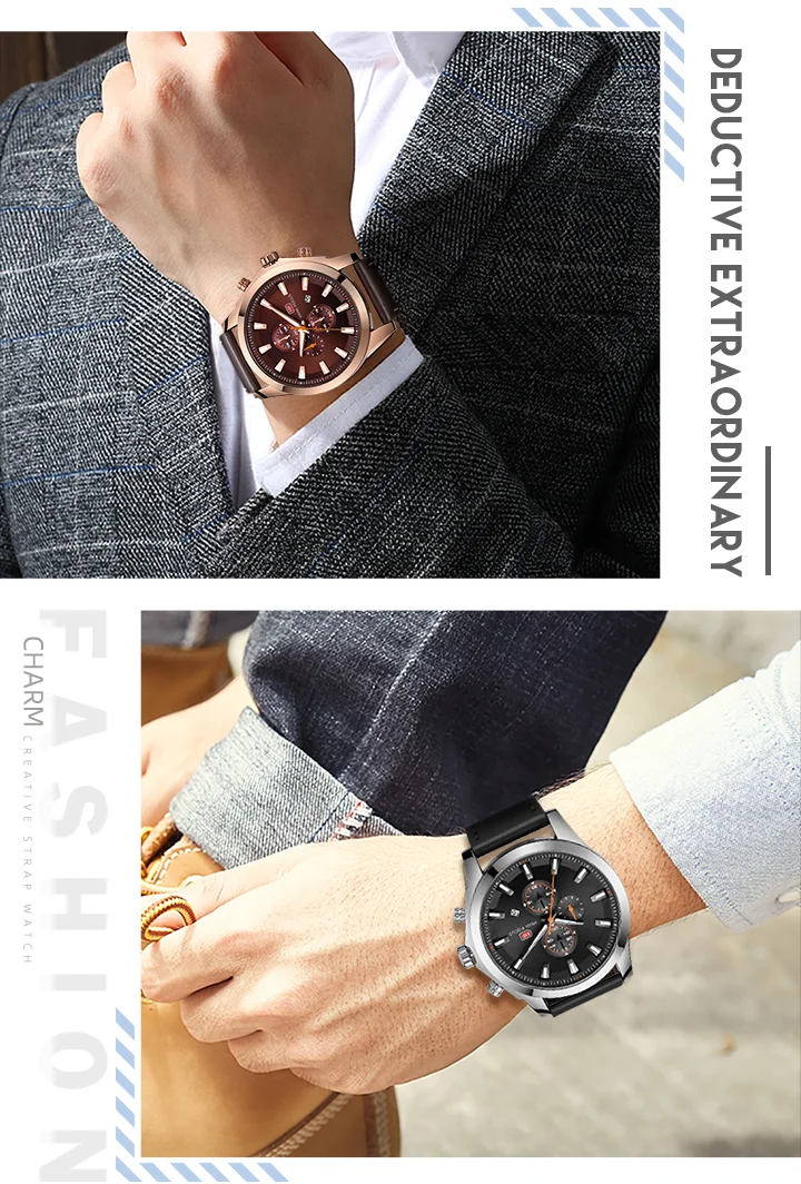 Mini Focus MF0082G Men's Watch | Fashionable Waterproof Leather Strap, Luminous Calendar, Quartz Movement