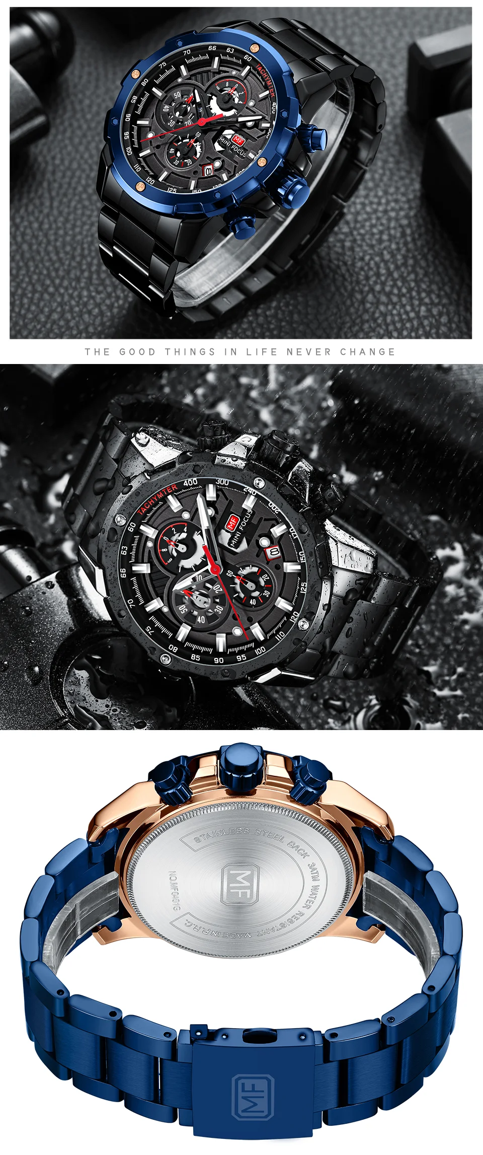 Luxury Sport Chronograph Men's Quartz Watch with Stainless Steel Band – MINI FOCUS Global Supplier