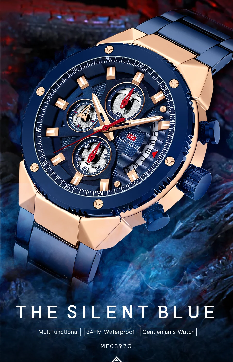 Mini FocusMen&rsquo;s Wrist Complete Calendar Chronograph Watch | Luxury Waterproof Fashion Quartz Watch for Men