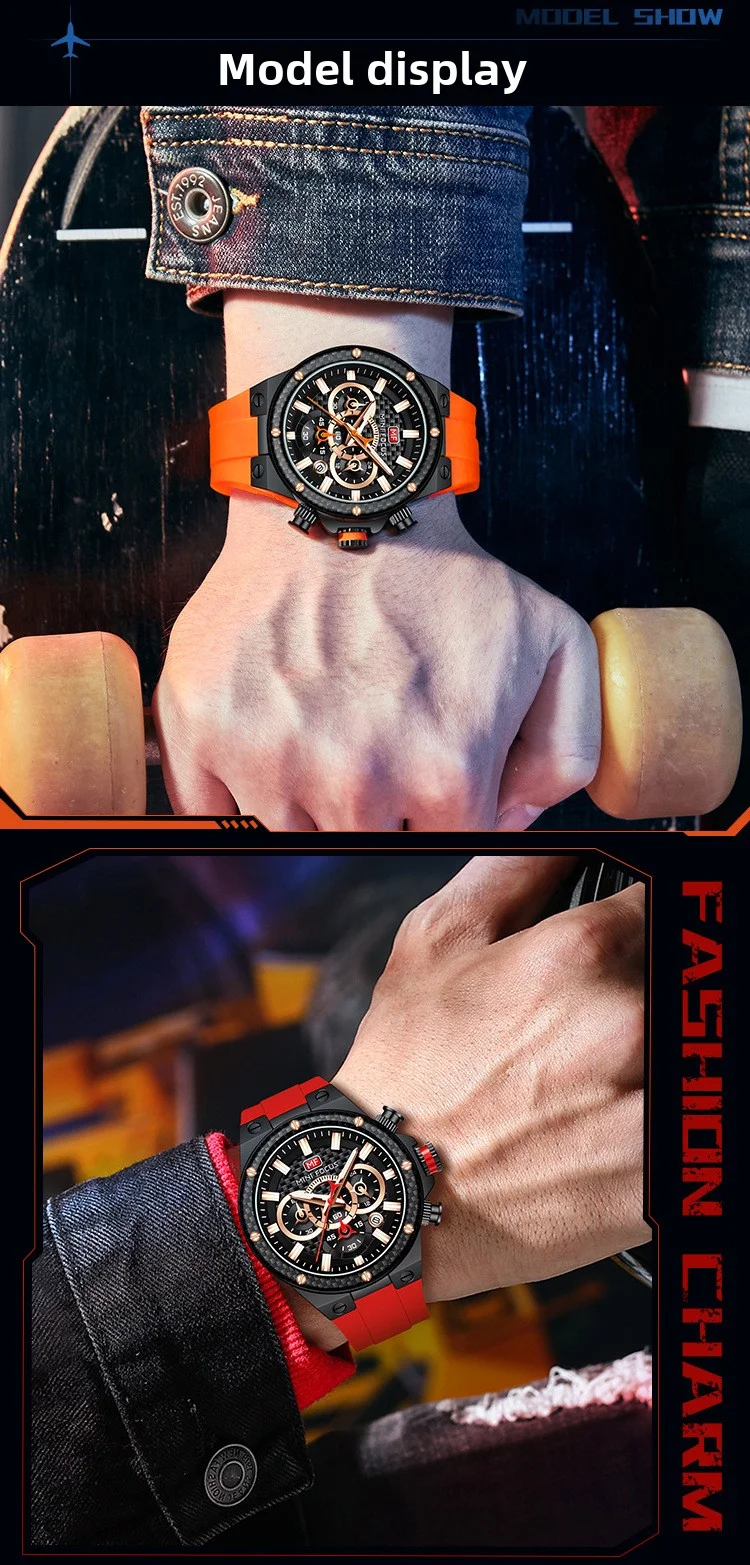 Mini Focus 0468G Men's Sports Watch | Waterproof Carbon Fiber Luxury Quartz Timepiece