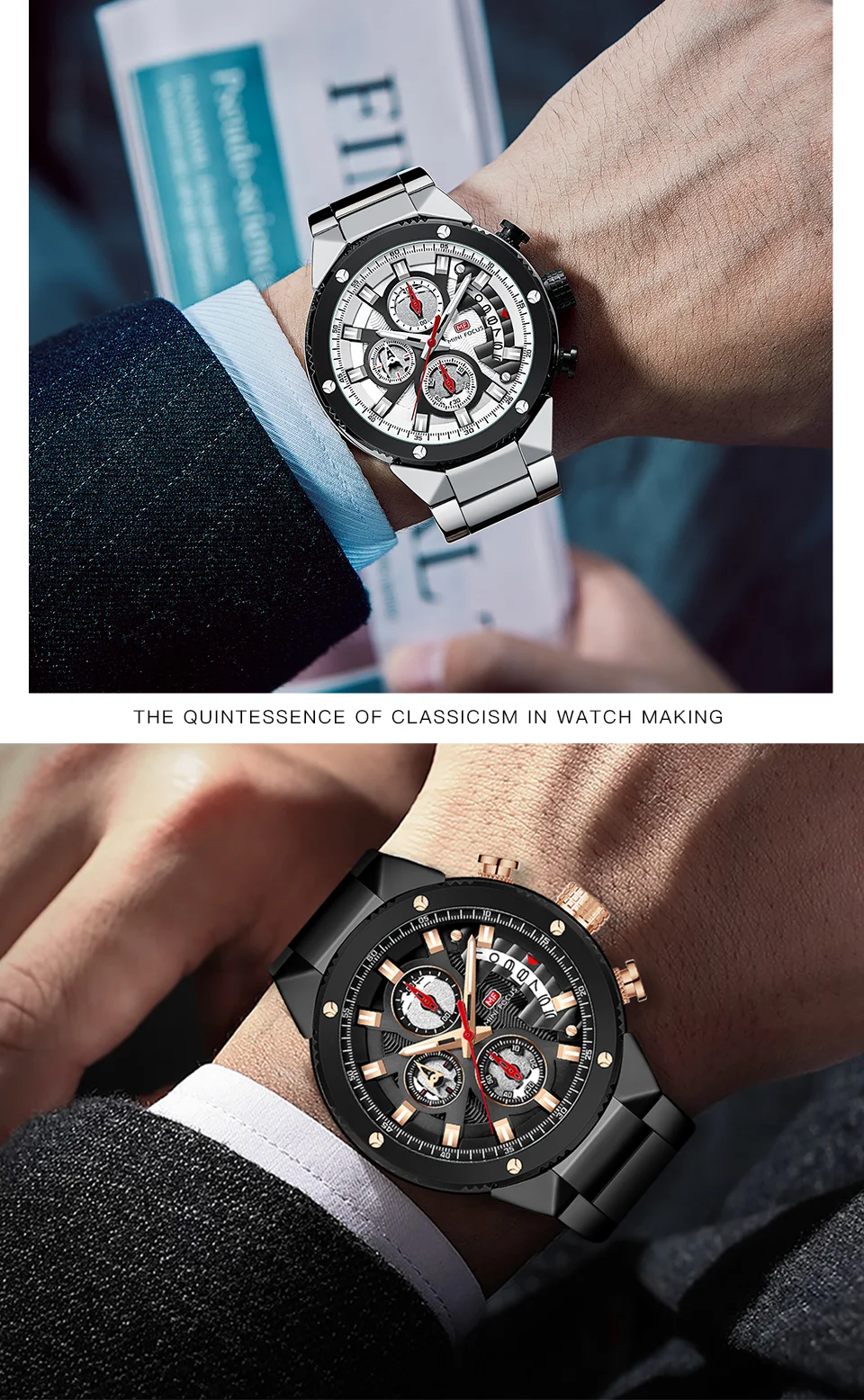 Mini FocusMen&rsquo;s Wrist Complete Calendar Chronograph Watch | Luxury Waterproof Fashion Quartz Watch for Men
