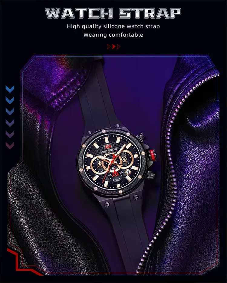 Top Sale Men’s Multifunction Chronograph Quartz Watch with Waterproof Silicone Strap