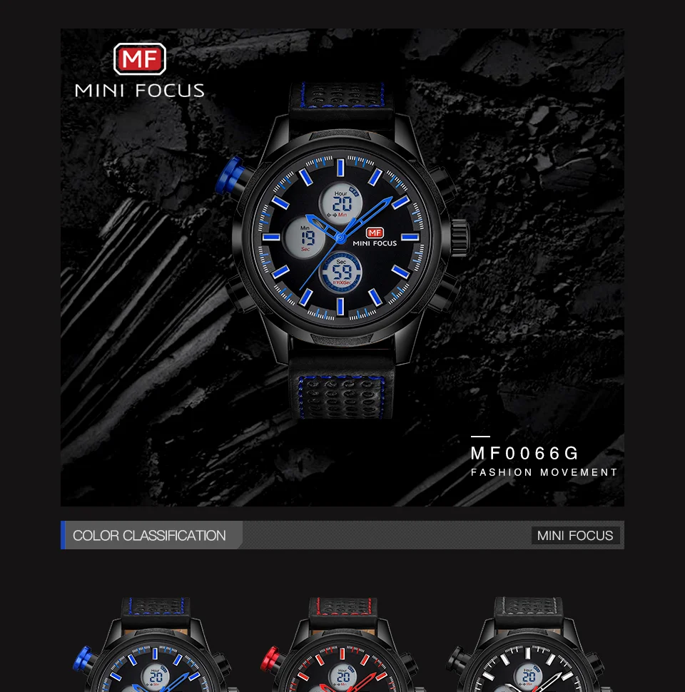 Mini Focus MF0066G Men’s Digital Sports Watch | 3ATM Waterproof Quartz & Electronic Movement | Factory Wholesale