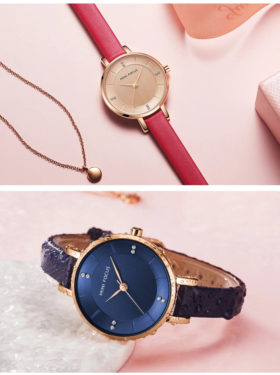 Mini Focus MF0255L Luxury Leather Straps Women’s Watch | Big Face Design Luxury Ladies Dress Wristwatch