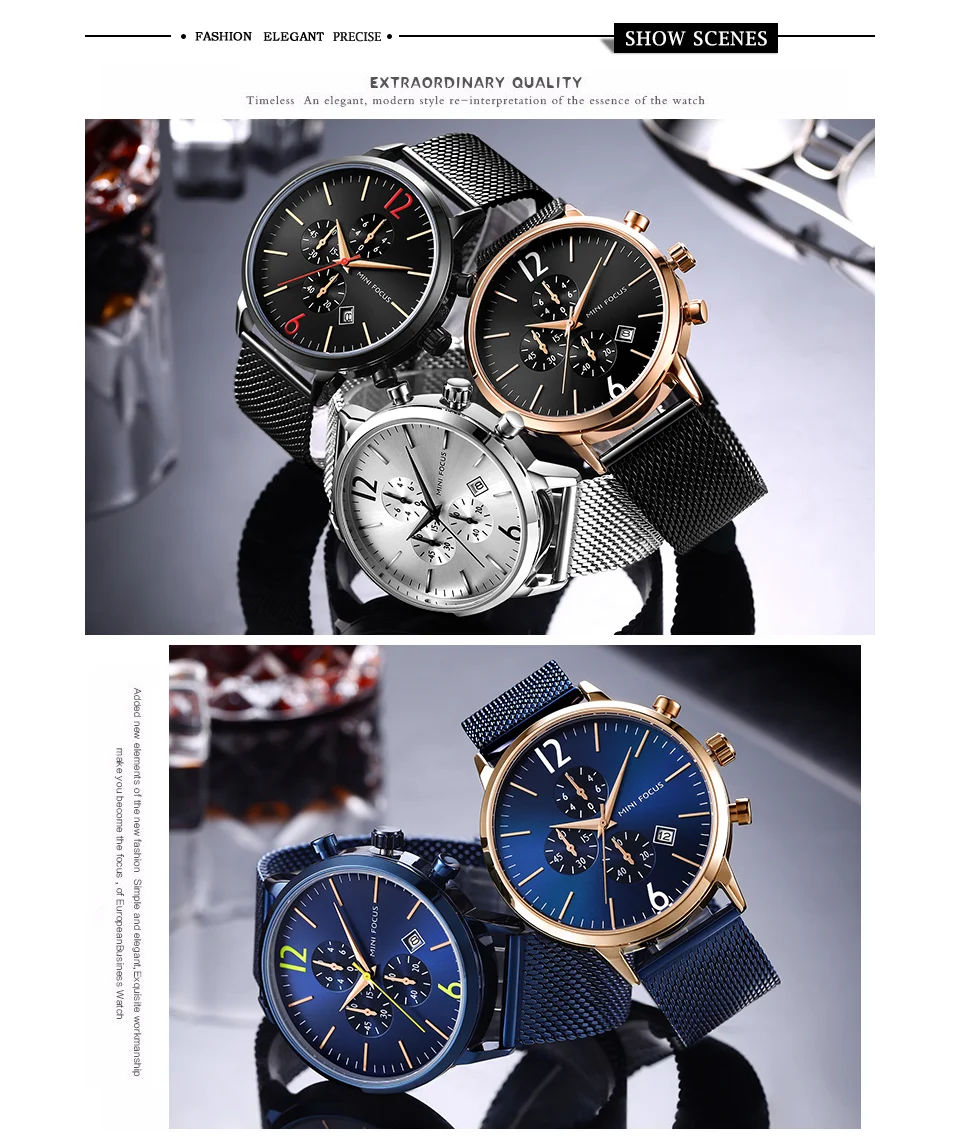 MINI FOCUS MF0185G Men’s Luxury Quartz Watch | Waterproof Factory Price Stainless Steel Strap