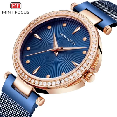 Mini Focus Women’s Diamond Quartz Watch Unique Mesh Band