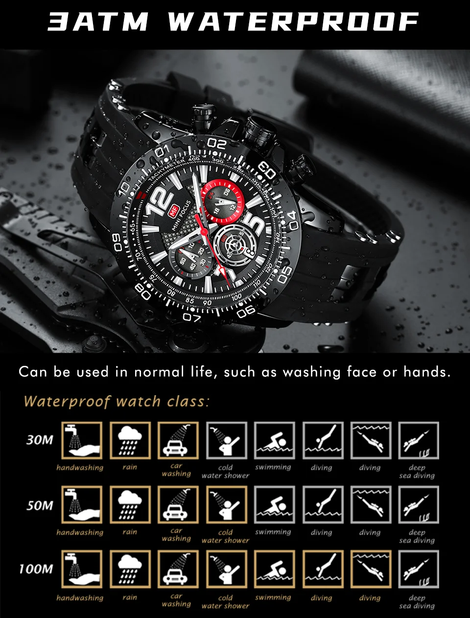 Mini Focus Men’s Sports Chronograph Watch – Luminous, Waterproof, Factory Wholesale