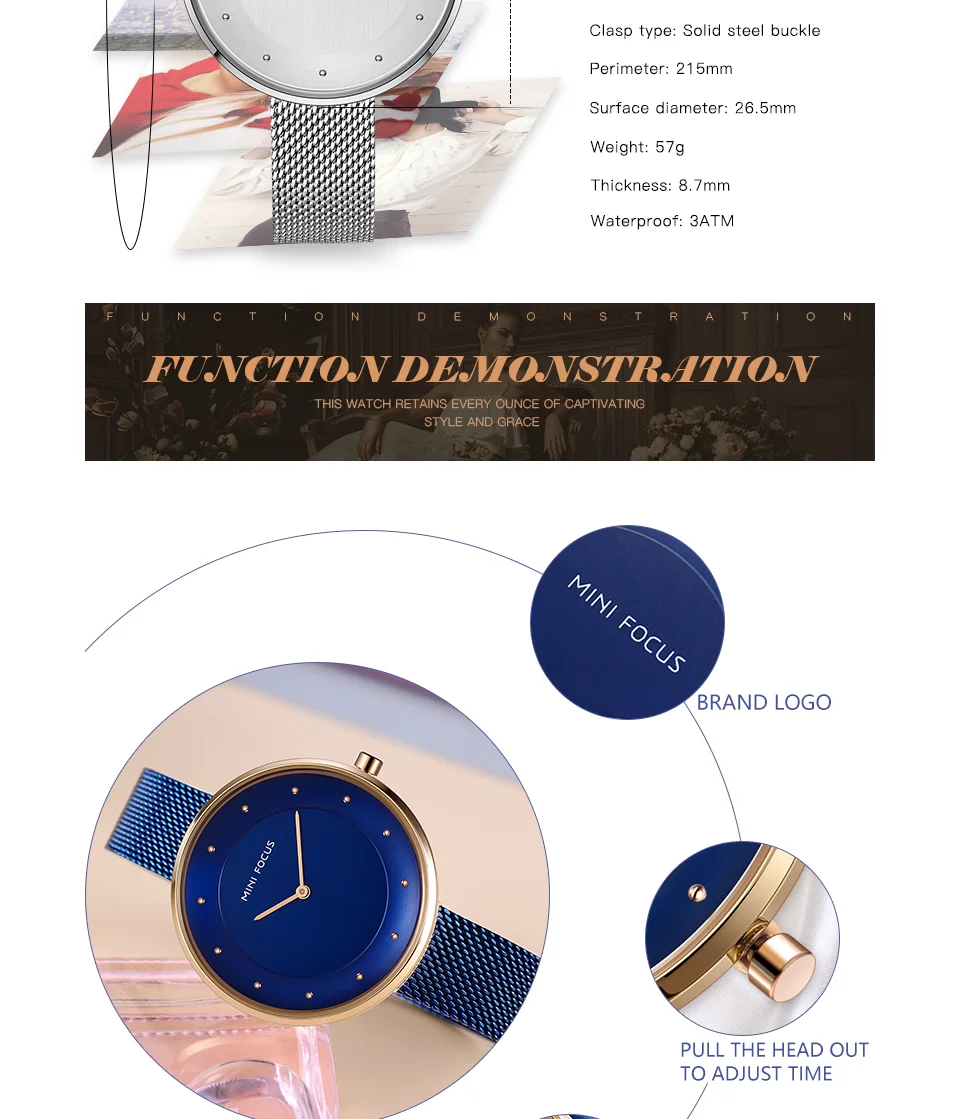 MINI FOCUS MF0179L Rose Gold Women’s Quartz Watch | Ultra Thin Mesh Strap Fashion Watch Factory OEM
