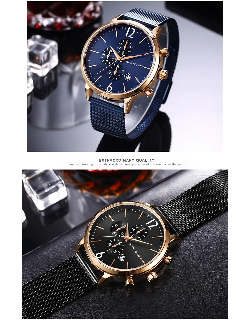 MINI FOCUS MF0185G Men’s Luxury Quartz Watch | Waterproof Factory Price Stainless Steel Strap