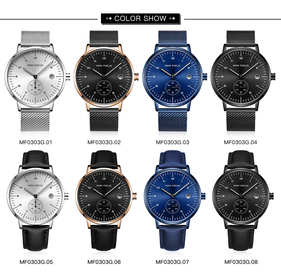 MINI FOCUS Newest Quartz Watches for Men – Luxury Waterproof Sport Wristwatch 5 ATM Stainless Steel Strap