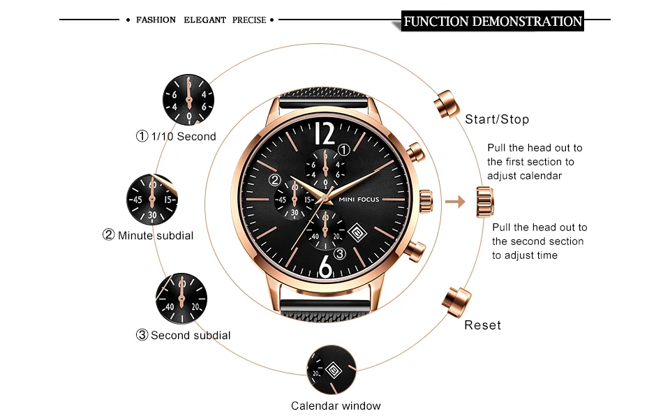 MINI FOCUS MF0185G Men’s Luxury Quartz Watch | Waterproof Factory Price Stainless Steel Strap