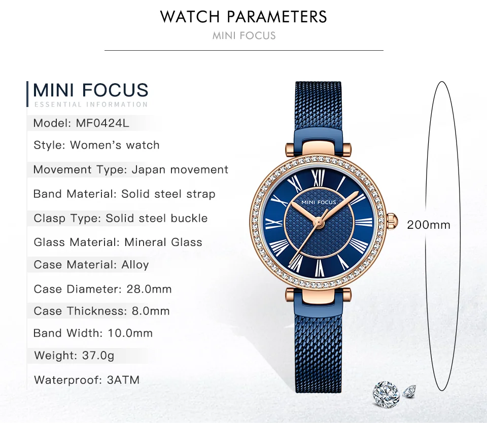 MINI FOCUS MF0423L White Dial Women&rsquo;s Quartz Watch with Stainless Steel Strap and Analog Display for Wholesale