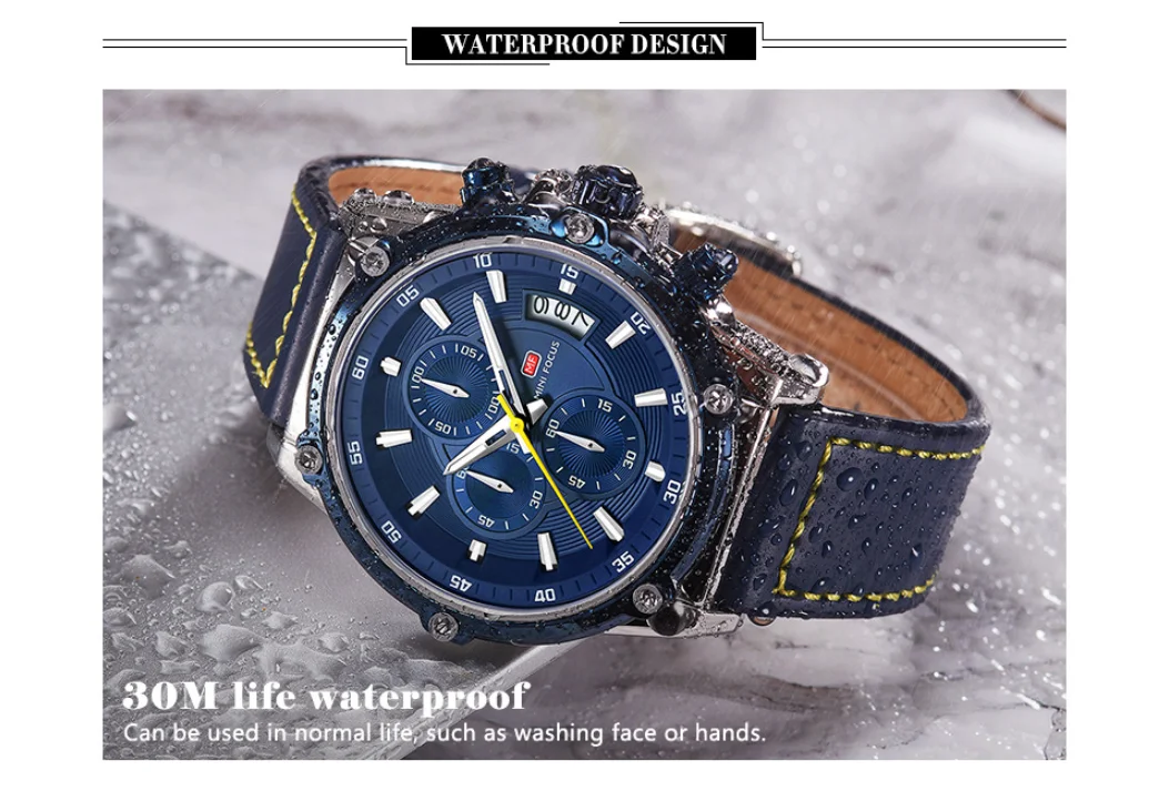 MINI FOCUS MF0175G Classic Business Men’s Watch | Waterproof Leather Quartz Watch Wholesale OEM