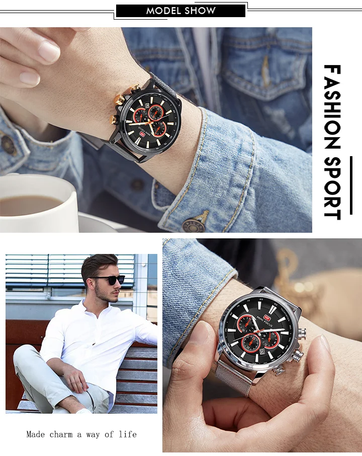 Mini Focus MF0142G Men’s Sport Chronograph Watch | Racing Style, Luminous Dial, Milanese Strap