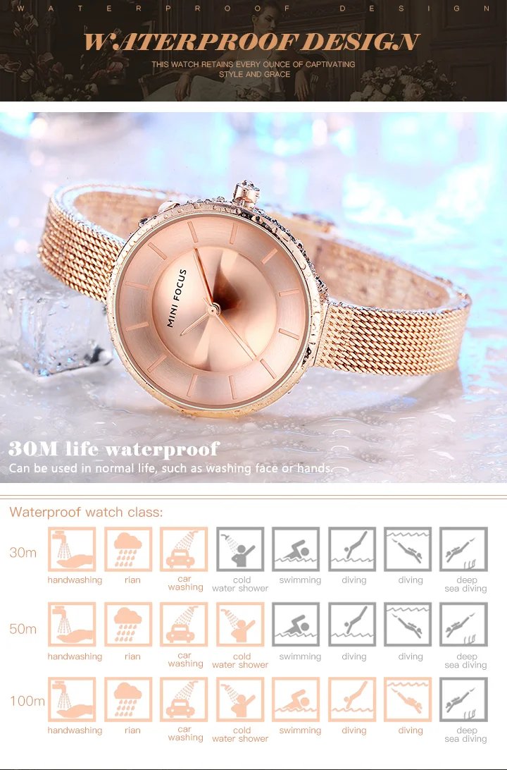 Elegant Stainless Steel Mesh Women’s Watch – Modern Business Style by MINI FOCUS
