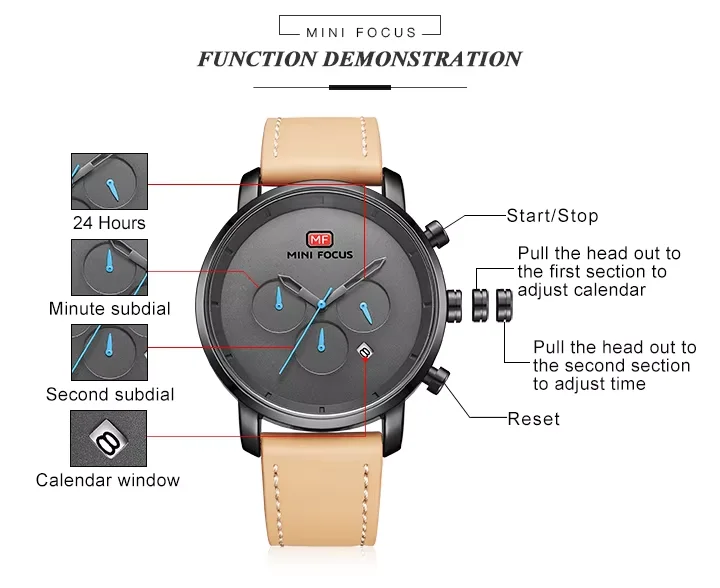 Mini Focus MF0102G Men’s Minimalist Quartz Watch | Genuine Leather | Factory Wholesale