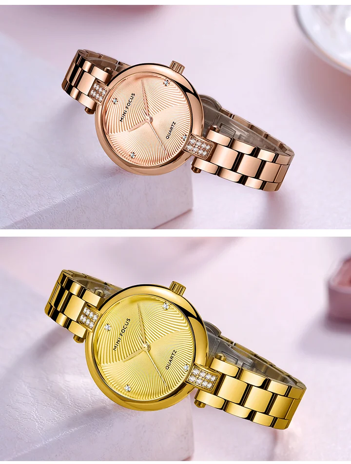 MINI FOCUS Trend Design Woman High Quality Luxury Waterproof Clock Quartz Watches with 5 ATM Male Stainless Steel Strap