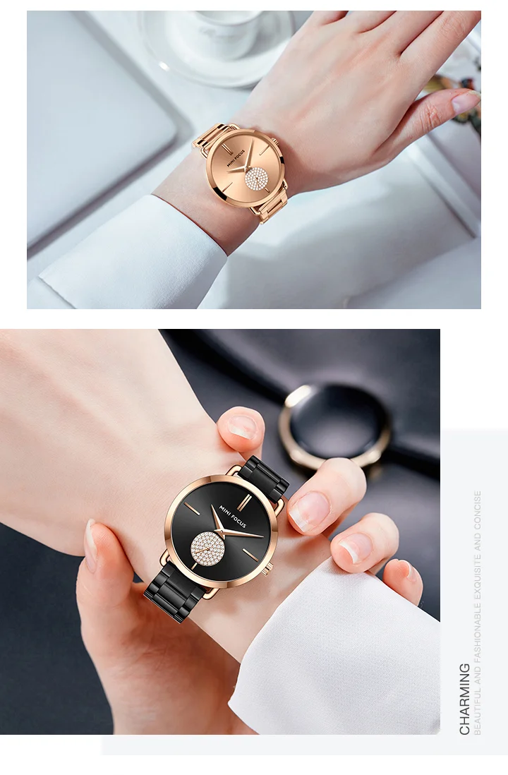 MINI FOCUS MF0222L Fashion Rose Gold Women’s Watch | Luxury Waterproof Steel Wristwatch Factory Wholesale
