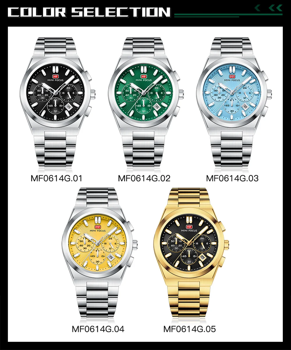 MINI FOCUS MF0614G Quartz Watch 42mm Steel