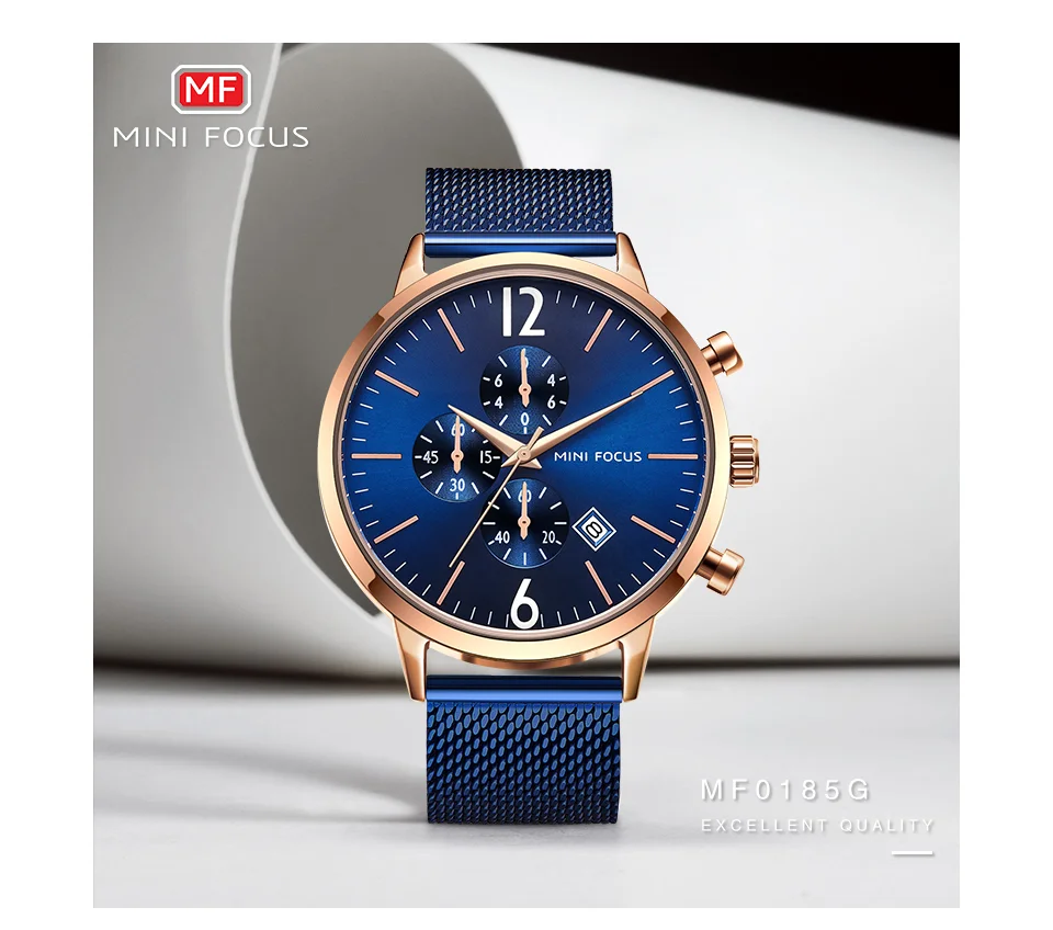 MINI FOCUS MF0185G Men’s Luxury Quartz Watch | Waterproof Factory Price Stainless Steel Strap