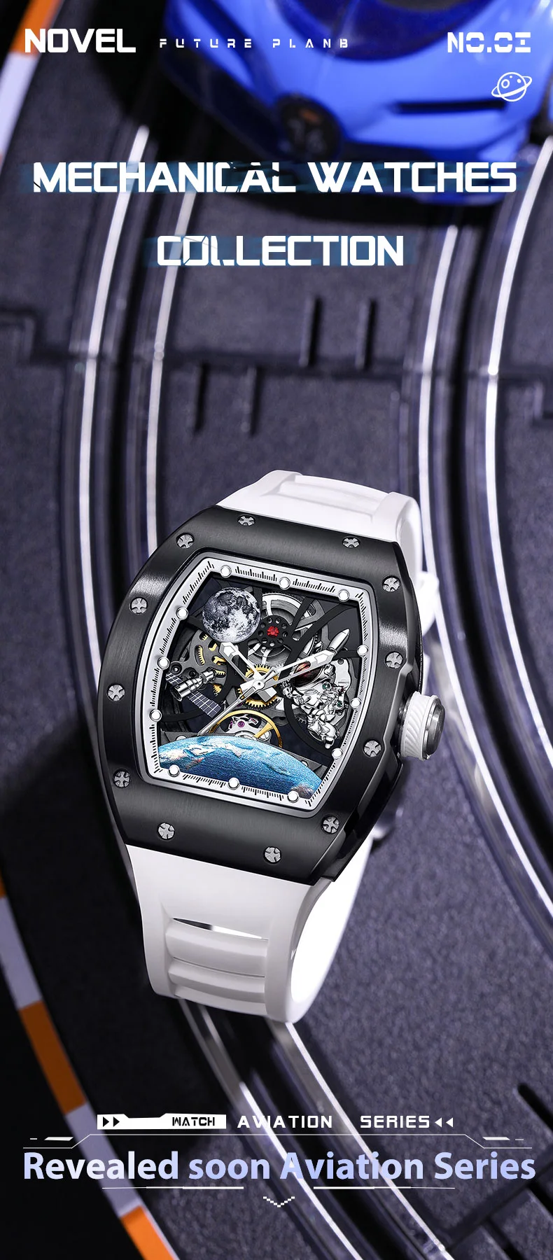 CHANCE 919014 Tourbillon Watch &ndash; Carbon Fiber Case, Skeleton Dial, Luxury Mechanical Men&rsquo;s Watch