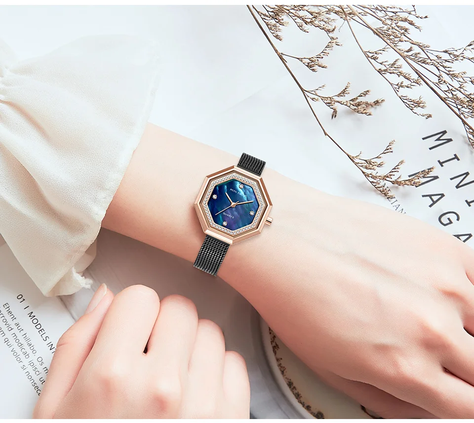 MINI FOCUS Diamond Brand Luxury Fashion Women Quartz Watch – Blue Lady Watch Waterproof Girl Clock