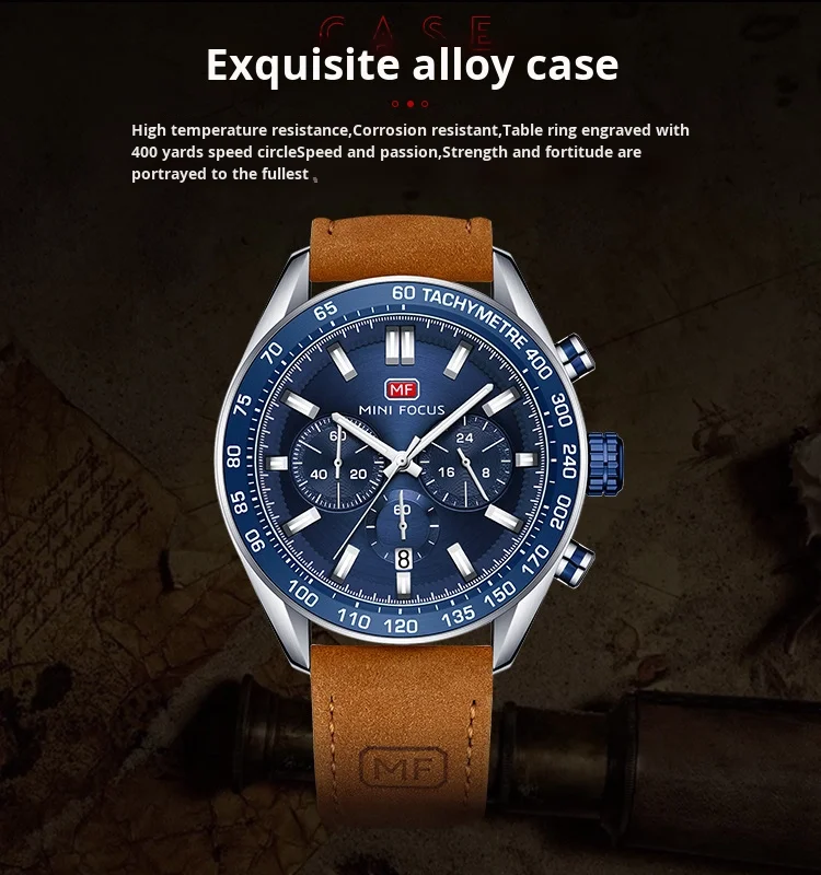 Luxury Casual Men’s Quartz Watch with Genuine Leather Strap – Mini Focus Factory Wholesale Supplier