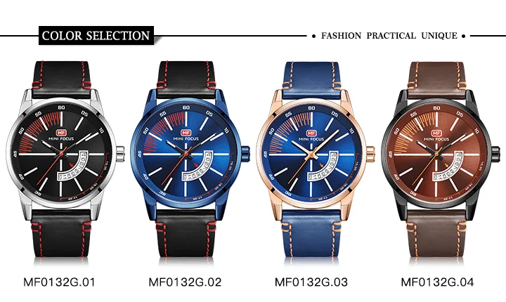 MINI FOCUS MF0132G Men's Luxury Quartz Watch | Genuine Leather, Waterproof, Business Style