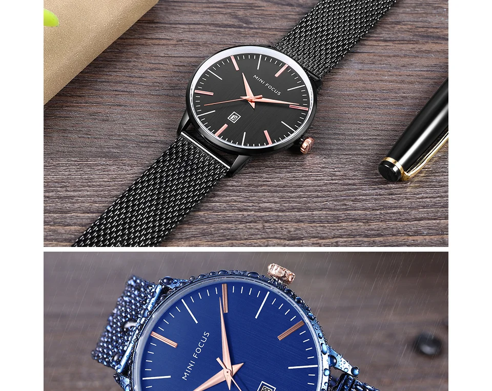 Mini Focus MF0115G Wholesale Men’s Luxury Quartz Watch Set | Ultra-Thin Waterproof Leather Strap | Factory Direct