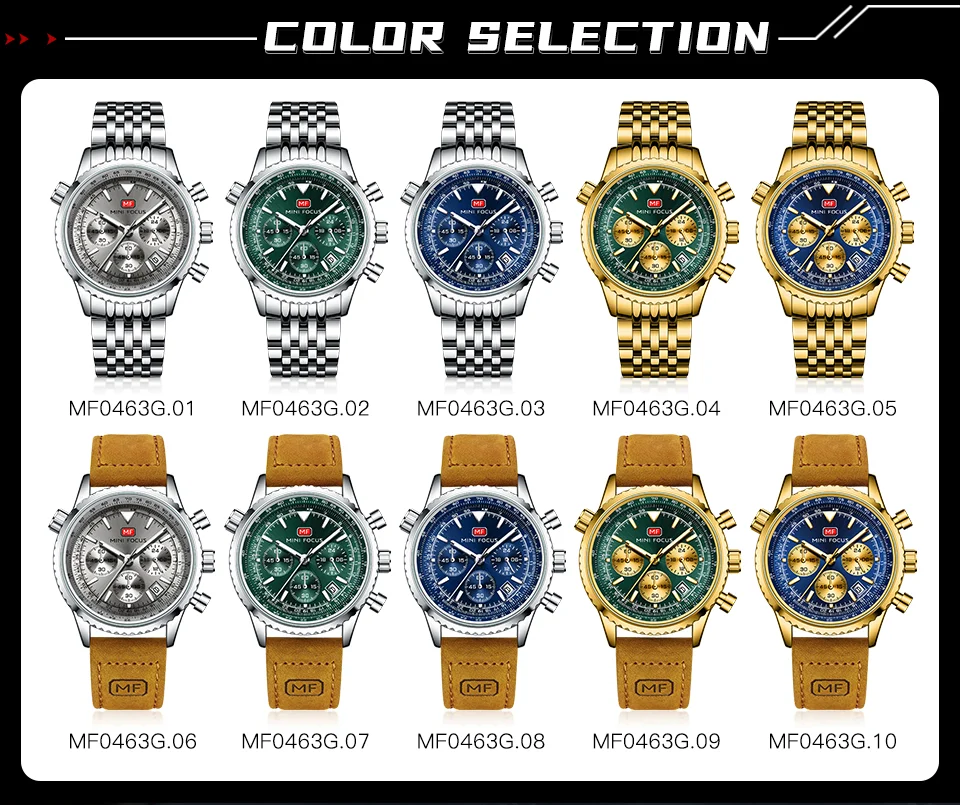 Luxury Men's Fashion Chronograph Watch with Leather Strap – Mini Focus Quartz Series